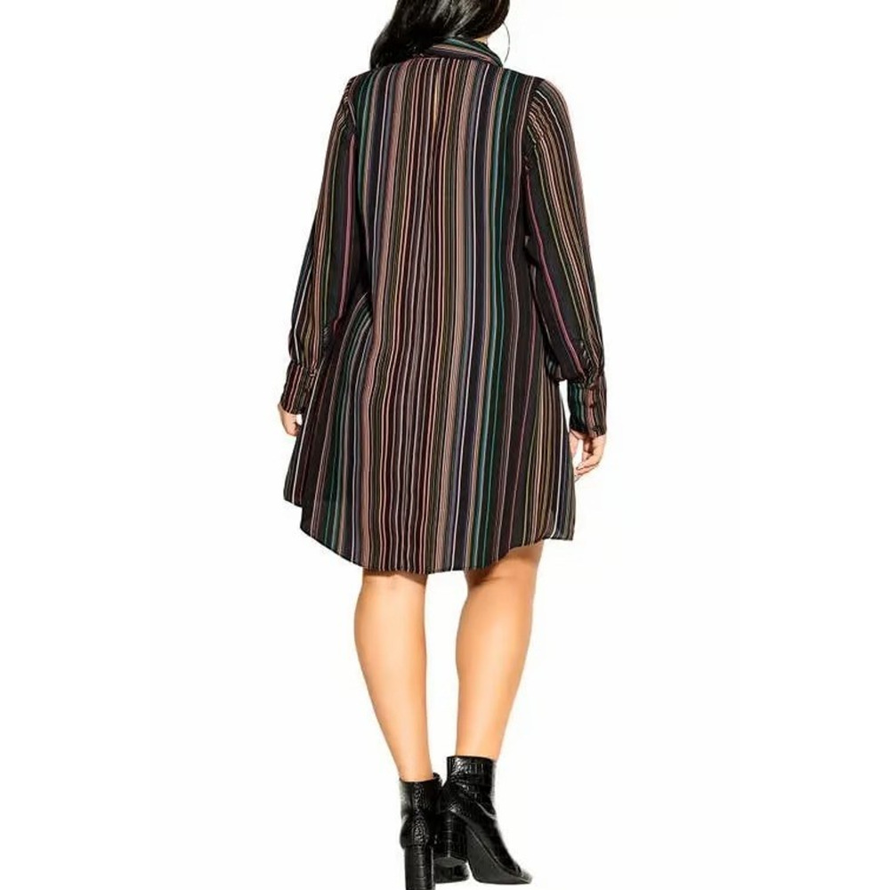 NWT City Chic Illusion LS Stripe Shift Mini Dress / Tunic Top Tie Plus Size 18 - Picture 11 of 14